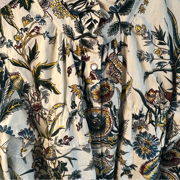 Tuckernuck Floral Ruffle Blouse - Cream and Green - Picture 9 of 16